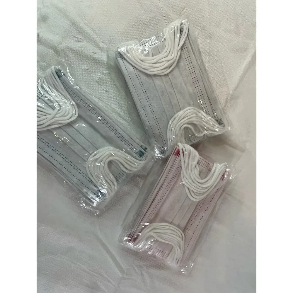 30 Children's Disposable Masks Red Green Gray New